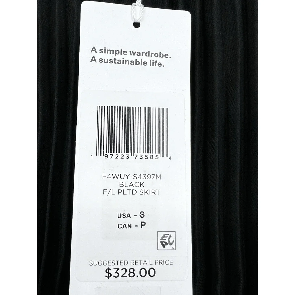 NWT Eileen Fisher Black Wool Silk Pleated Maxi Skirt Small‎ NEW $328 Career